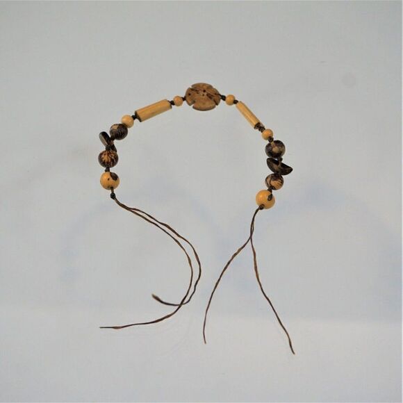 Wooden Beaded Wrap Bohemian Hippie Bracelet Adjustable Ties - Picture 2 of 7